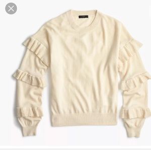 J Crew Ruffle Sleeve Sweater Sz S